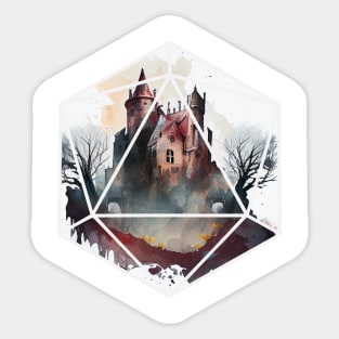 DND Watercolour Castle D20 Sticker